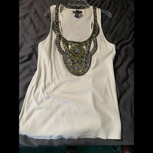 INC white tank top with jeweled design in front